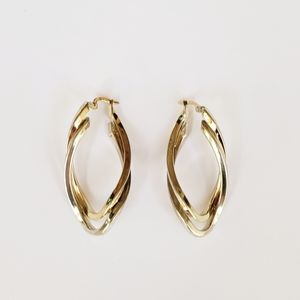14K Plated and Silver Double Oval Hoops